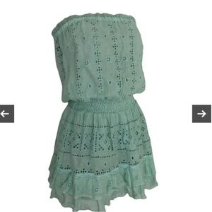 Temptation Positano Croco strapless eyelet dress Medium RARE tiffany color